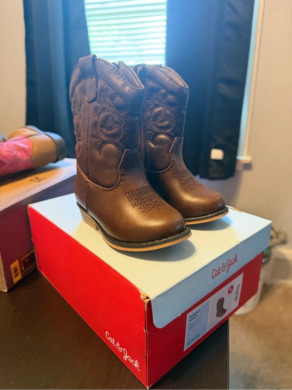 Cat & Jack Brown Toddler Western Pull-On Boots